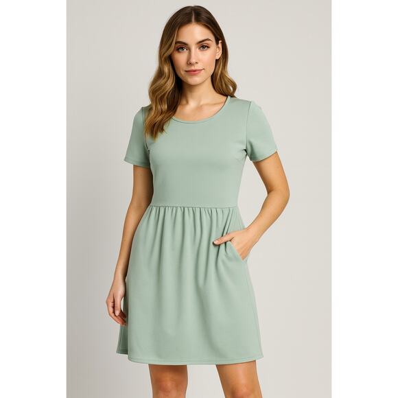 Jessakae Mint Green Dress Size M Short Sleeve Fit and Flare Minimalist - Picture 1 of 7